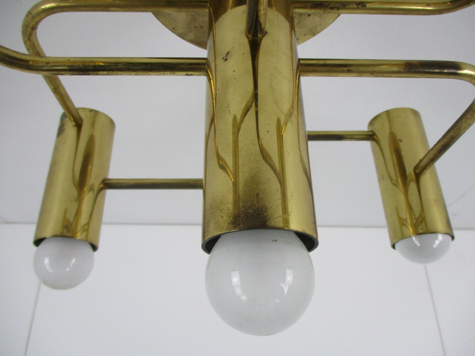 Mid Century Modern 1960s Gold Metal Chandelier 5 Lights Boulanger Sciolari photo buy