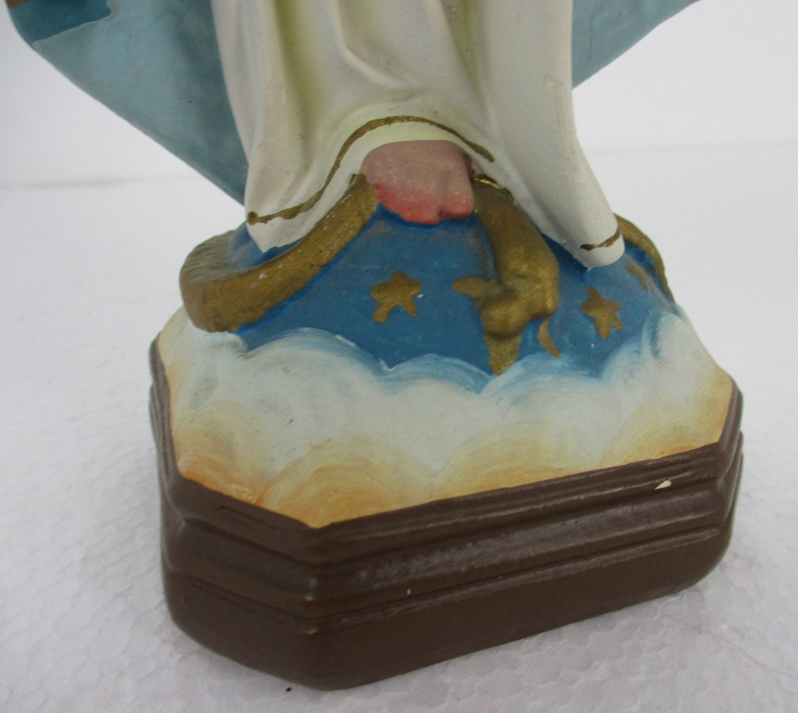 French Vintage Statue Virgin Mary Our Lady Madonna Open Arms Plaster Lovely  T photo for sale