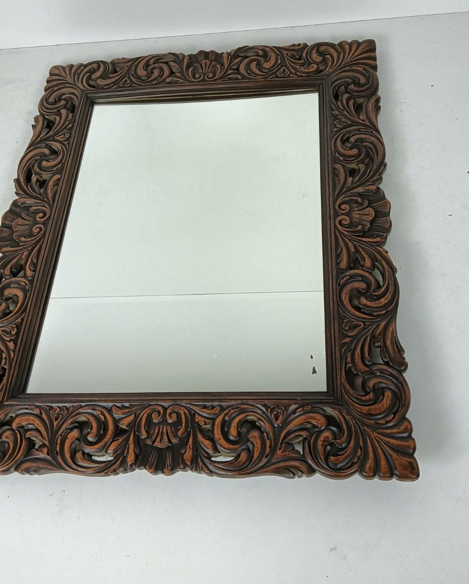 Large Mirror Hallway Bathroom Bedroom Hand Carved Wood Antique photo Home Decor