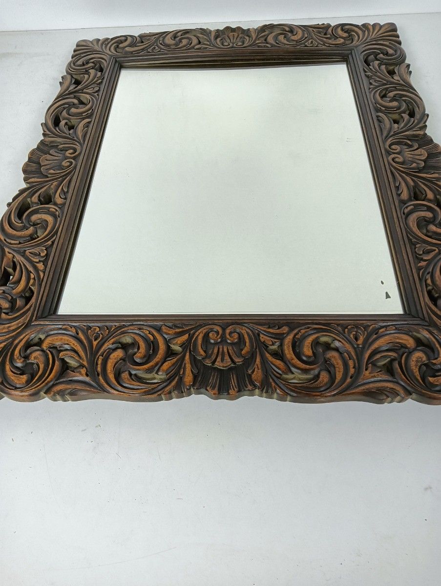 Large Mirror Hallway Bathroom Bedroom Hand Carved Wood Antique photo 244.0