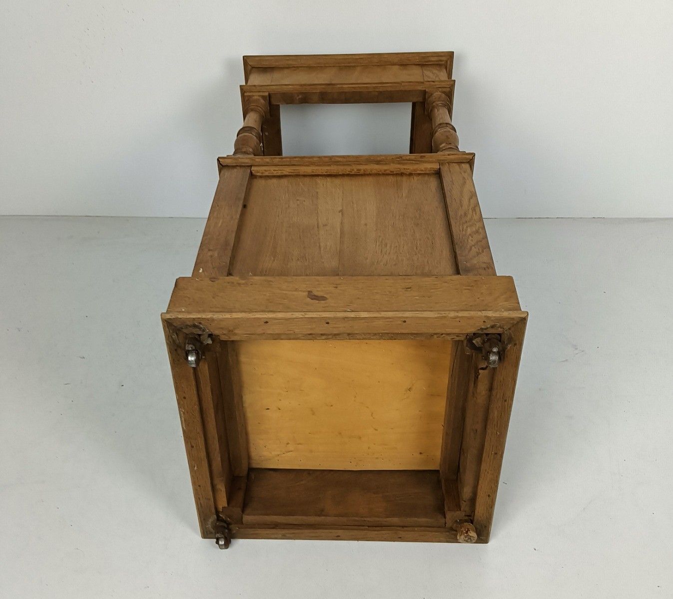 Furniture Art Deco Nightstand Antique End Table Bedroom Cabinet Wood Marble Top Two Tier photo