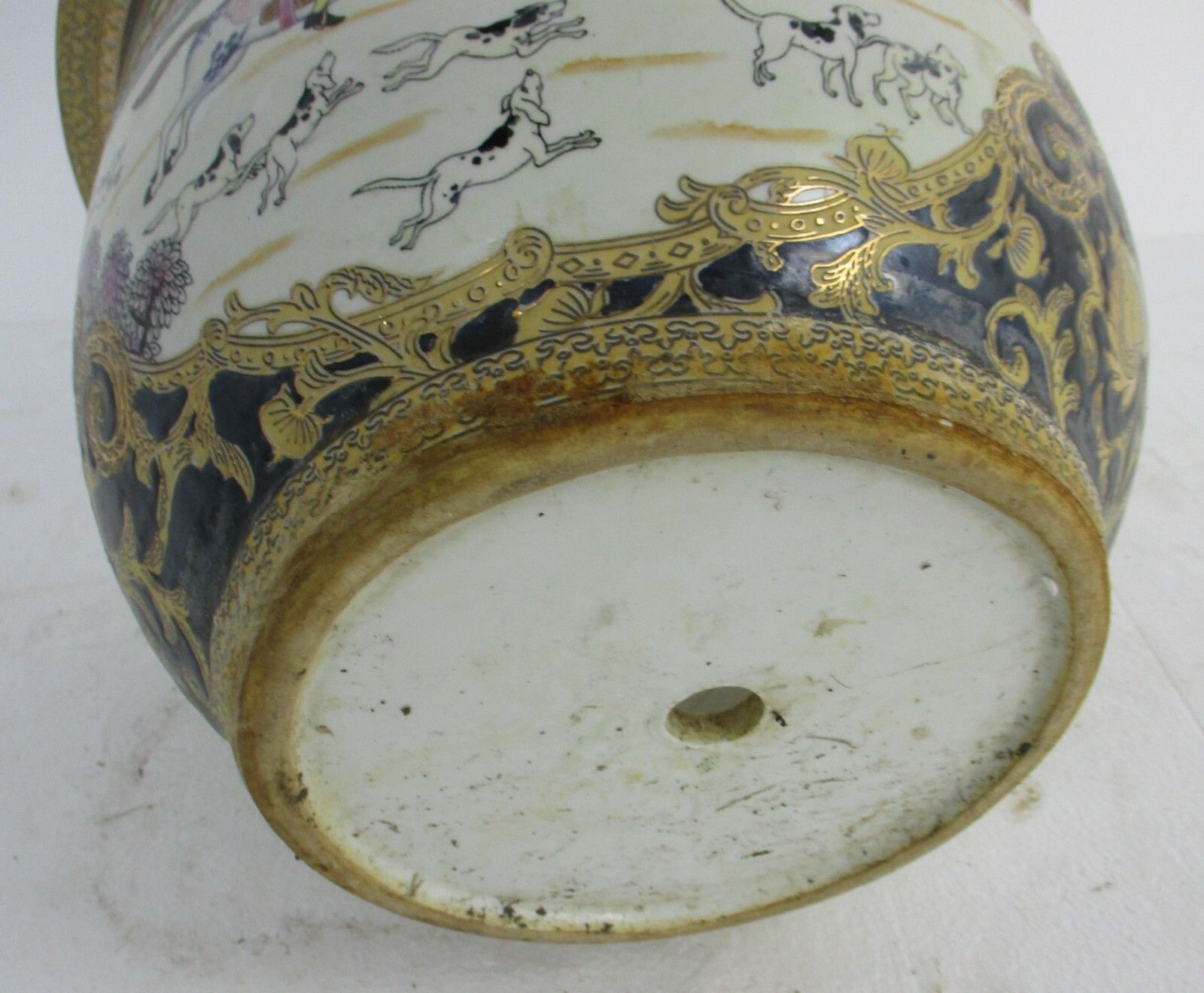 Antique Planter Flower Pot Jardiniere  Limoges Sèvres Style Chinoiserie Hunters photo vintage