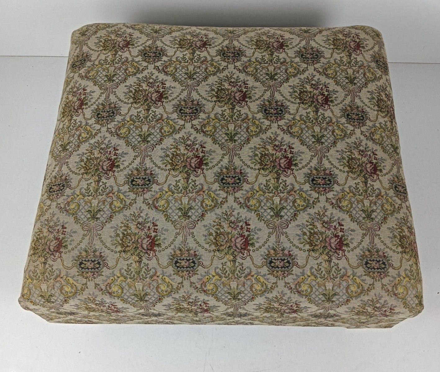 Antique Footstool Ottoman  Wood Foot Rest 20th Century Hobnails Gorgeous Large P photo 350.0