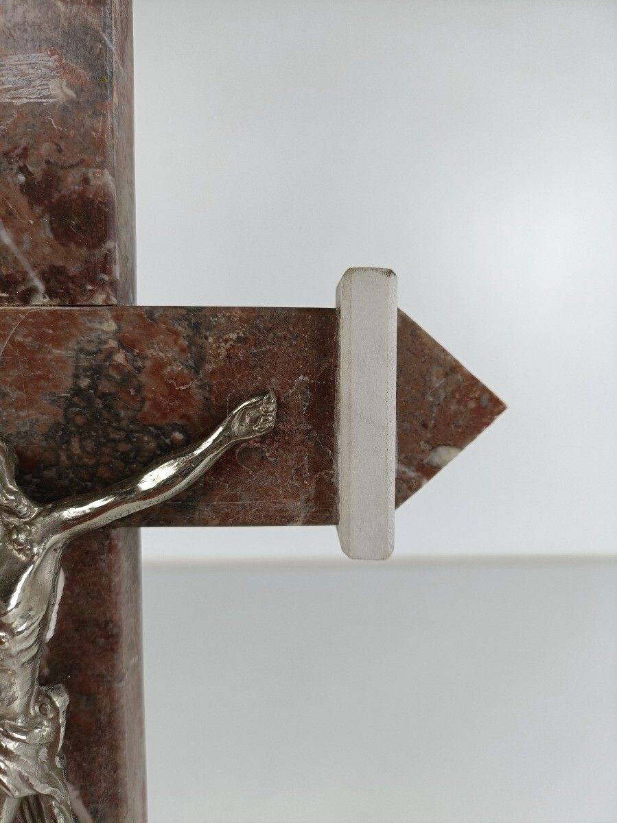 Antique Ornate Marble Onyx Jesus Christ Cross Cross Table Standing Crucifix Art photo buy