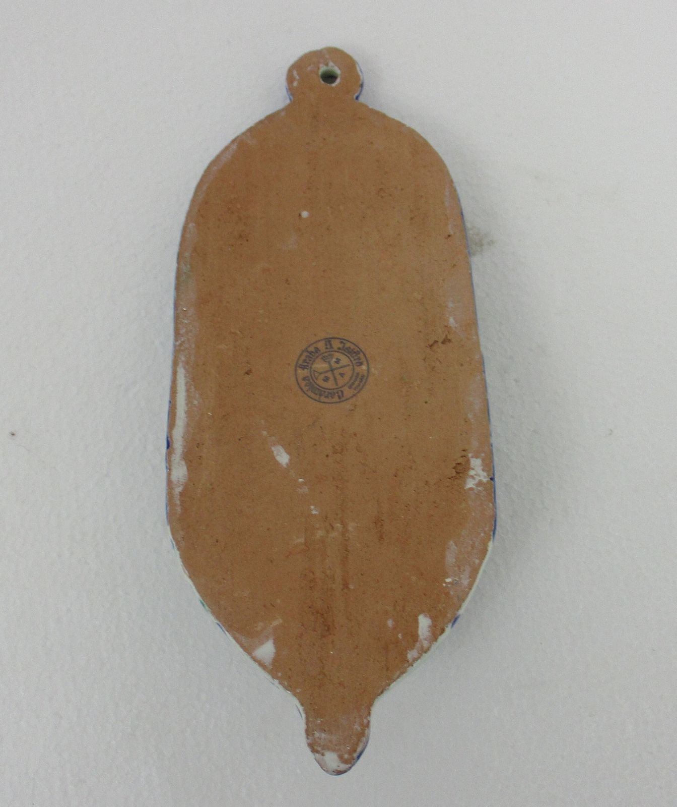 Large Blue  White Spanish Holy Water Font Vessel Hand Painted Ceramic Wall Hangi photo vintage