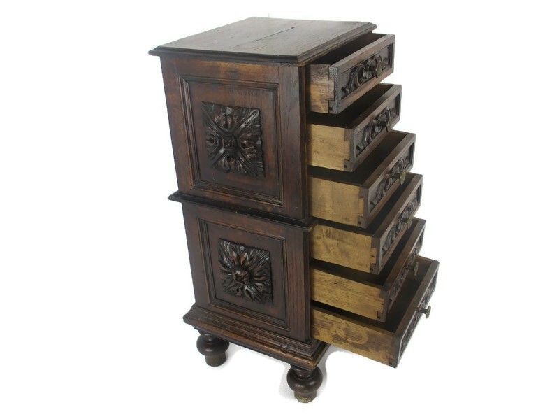 Chest Of Drawers Dresser Cabinet Night Stand Ornate Carved Wood Antique Wow