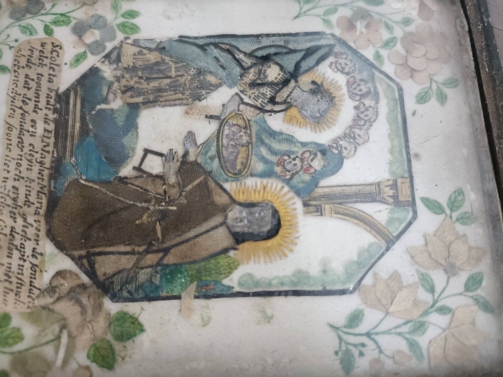 Antique Hand Made Folk Art Traveling Icon Rafael Visitation Virgin Mary Belgium photo Art