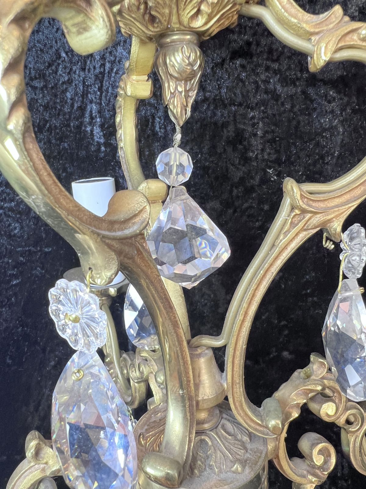 A Four Light Antique Gilt Brass French Chandelier photo for sale