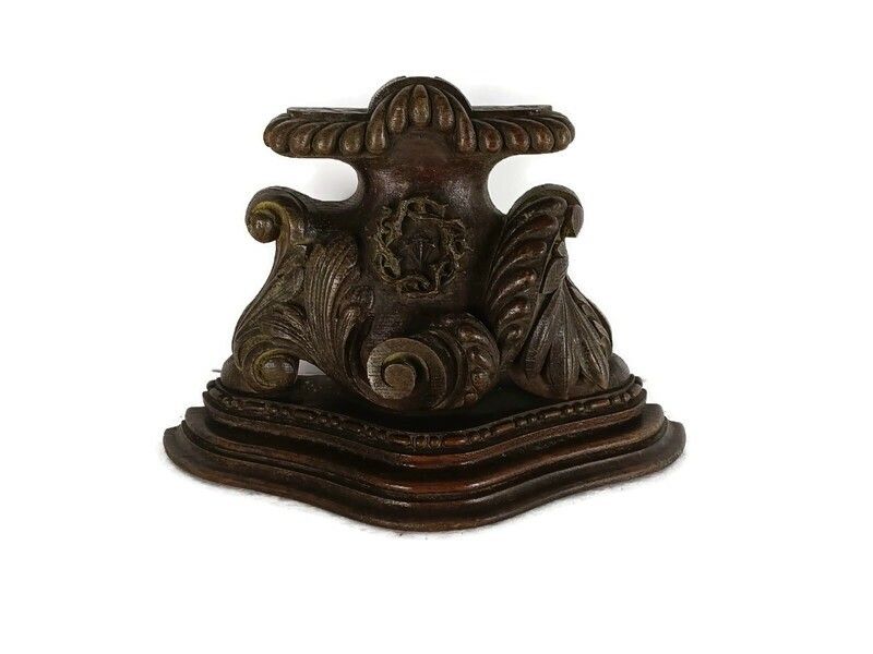 Gorgeous Antique Wooden Ornament Pediment Corbel Hand Carved Ornate Small