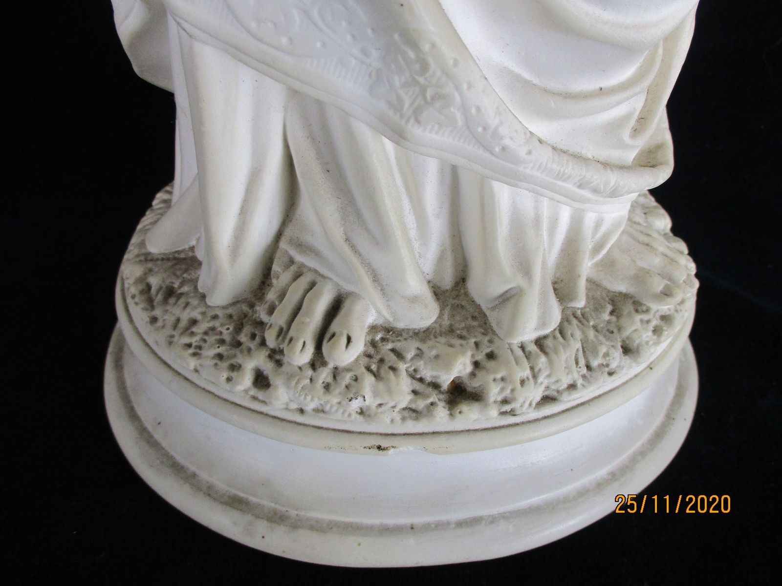 Antique Statue Jesus Christ Savior Sacred Holy Heart Plaster White Art Deco 1920 photo for sale