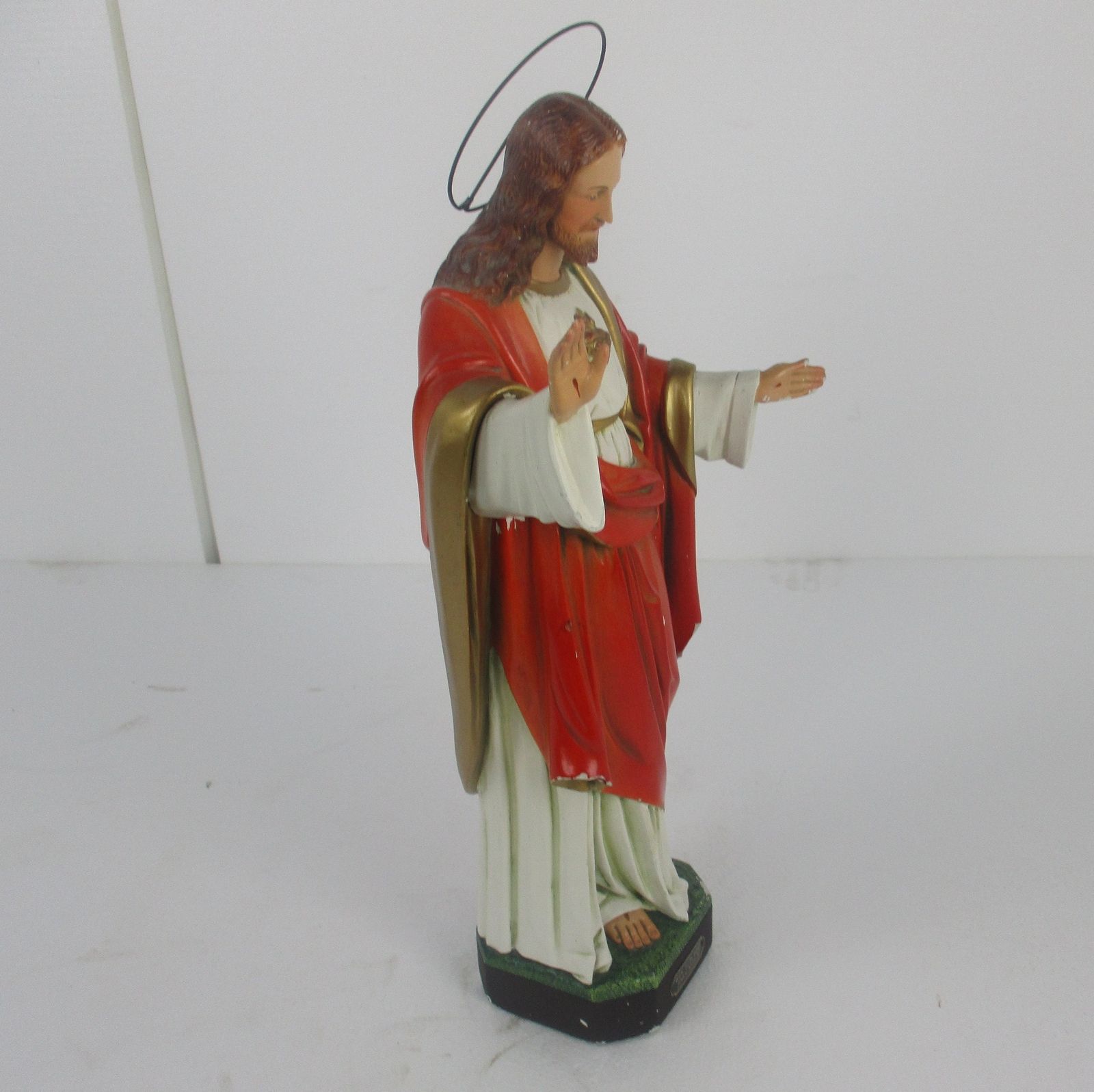 Antique Statue Jesus Christ Savior Sacred Heart Art Deco 1920s Plaster 20.07&Quo photo 223.0