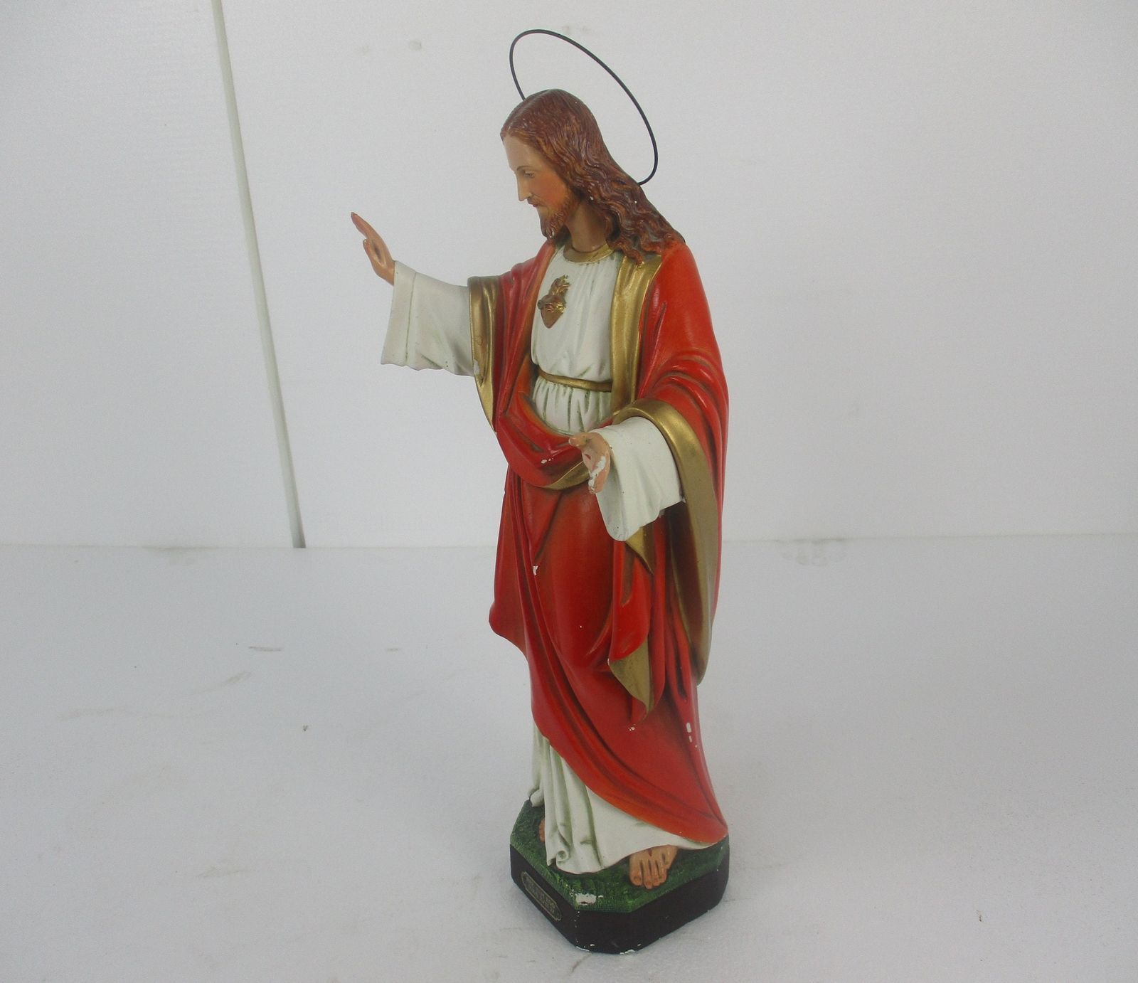 Antique Statue Jesus Christ Savior Sacred Heart Art Deco 1920s Plaster 20.07&Quo photo vinterior