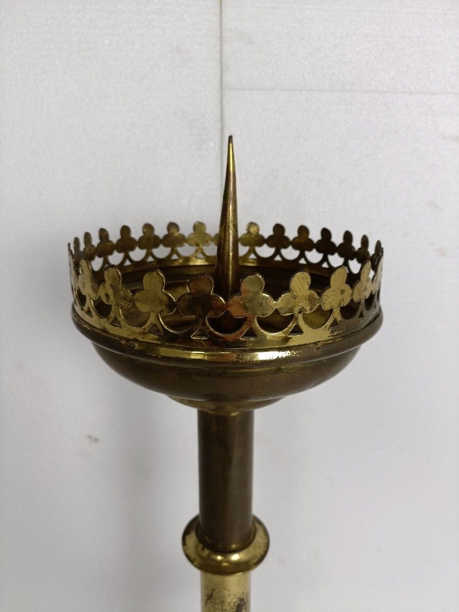 Antique Candle Holder Candle Stick Church  Chapel Altar Monastery Brass Gothic B photo furniture
