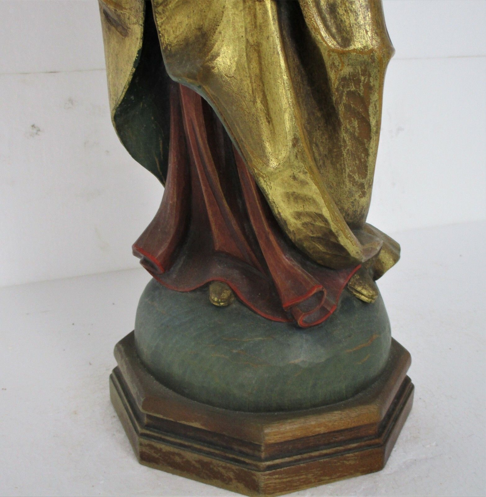 Xl Virgin Mary Madonna Infant Child  Wooden Statue Chapel  Polychrome 21.25" photo for sale