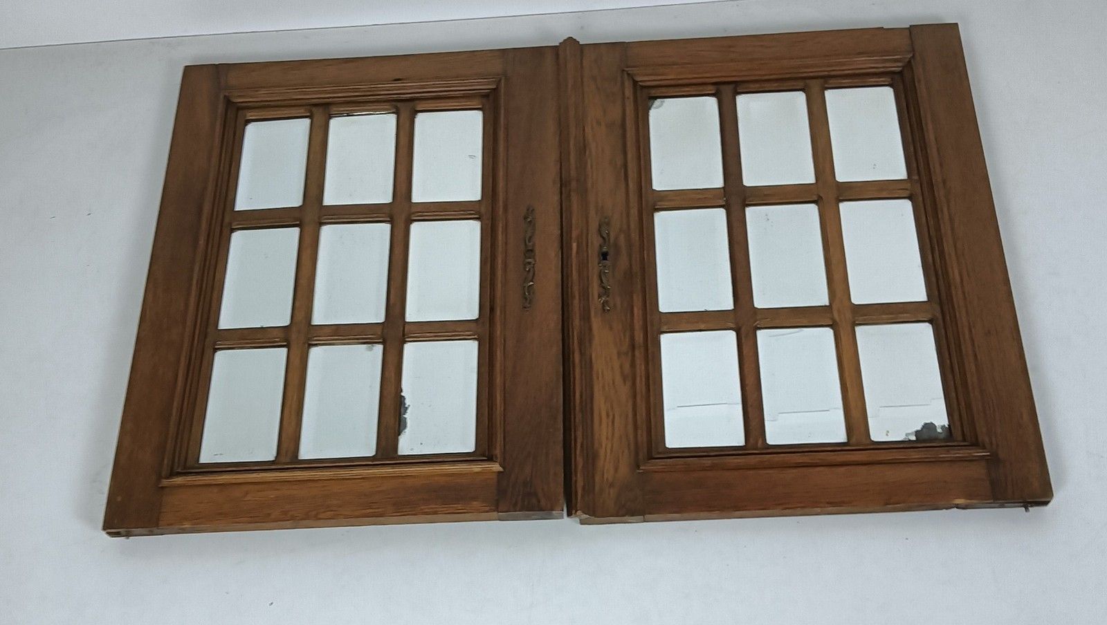 Gorgeous Large Hand Carved Wooden Door Panels Beveled Clear Glass Pair Antique R photo Home Fixtures