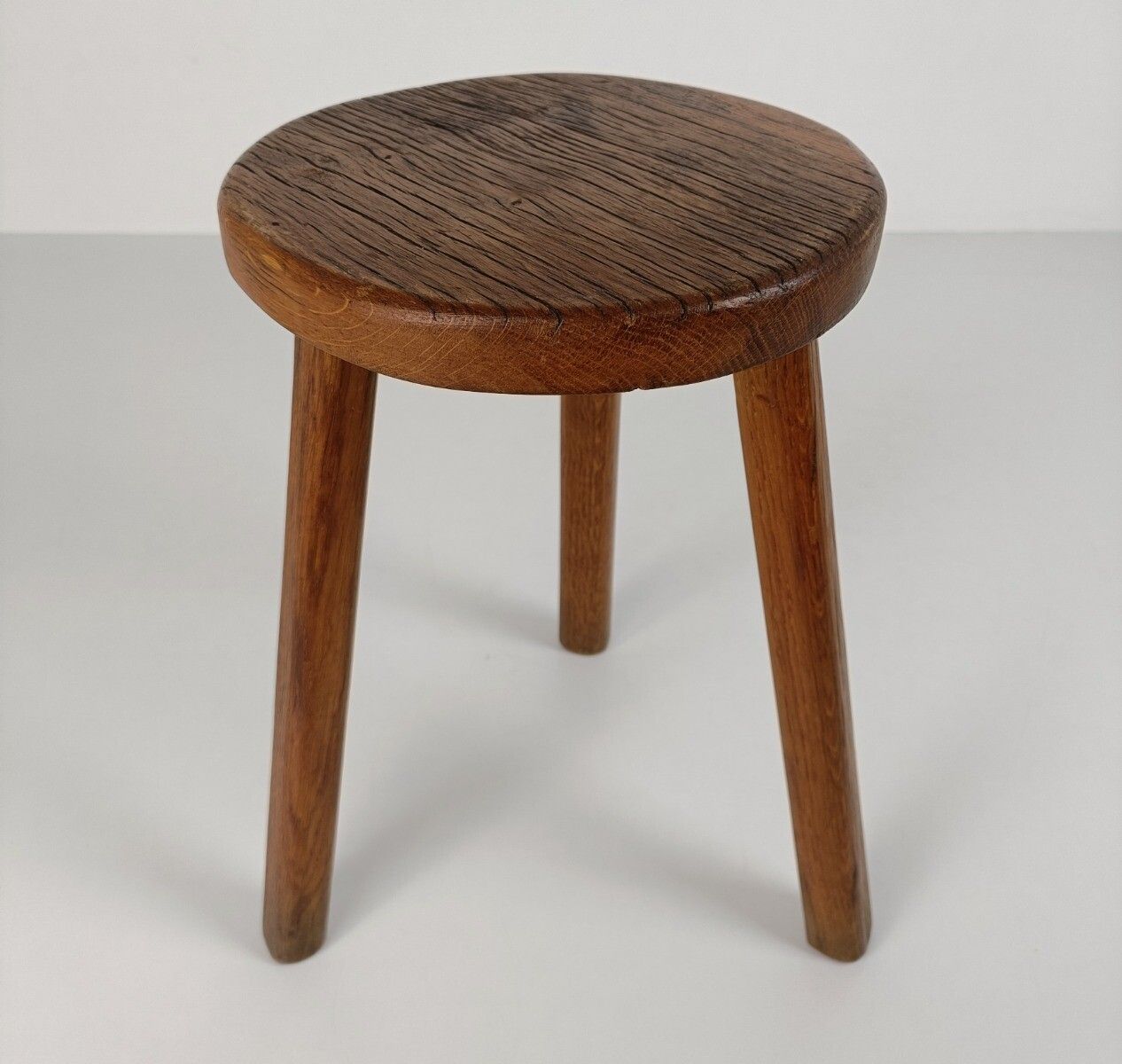 Hand Carved Wood Milking Stool Pedestal Table Pedestal  Vintage Vintage Side Tab photo for sale