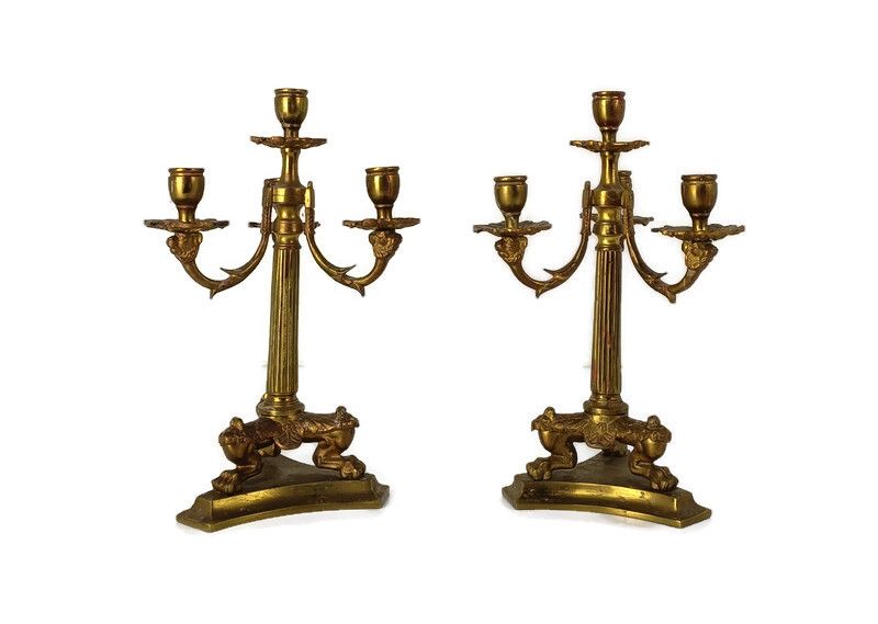 Stunning Couple Of Candle Holders Candle Sticks Candelabras 4 Arm  Empire Style