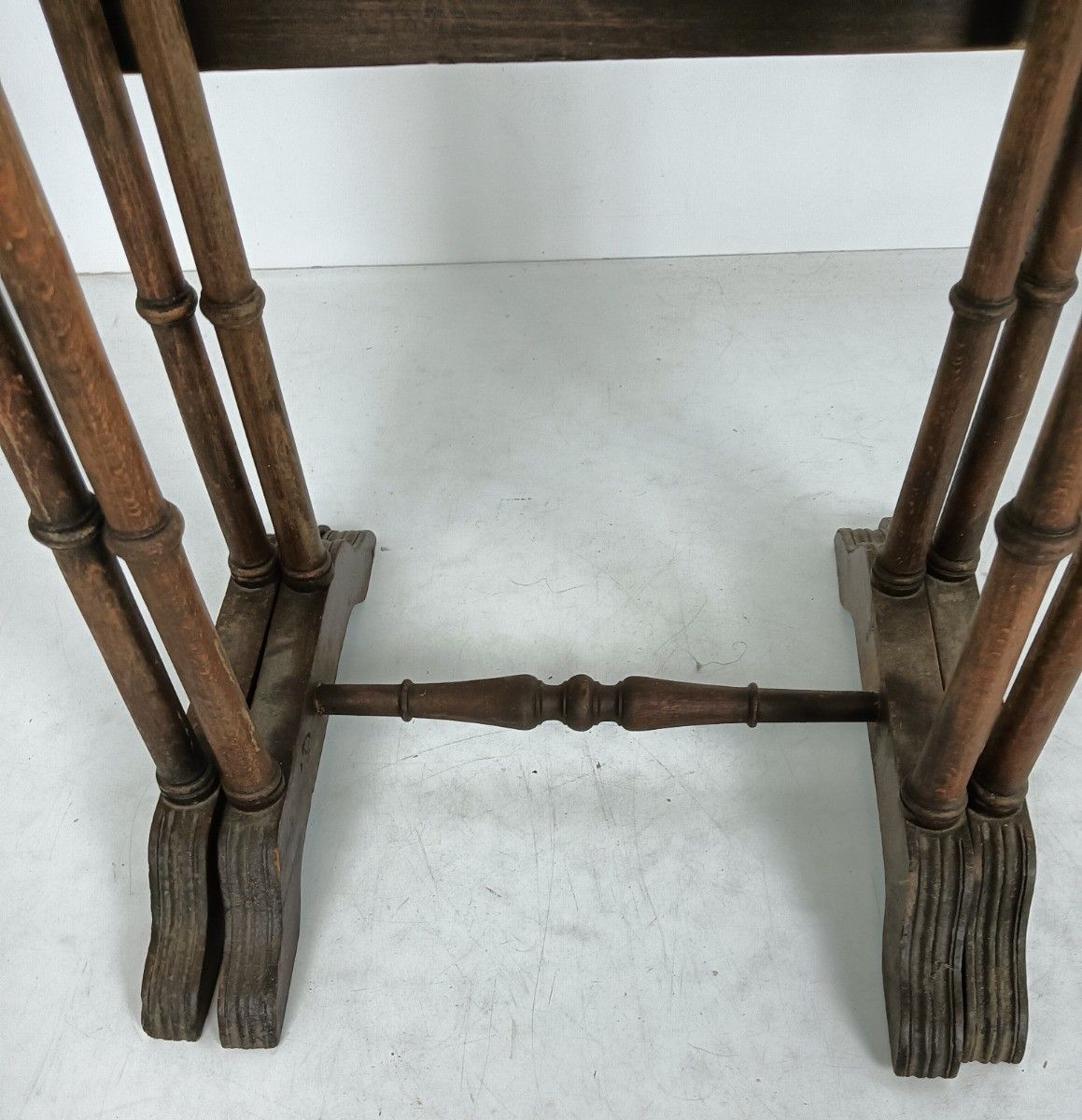 Set Of Two Nesting Stacking Tables Edwardian Antique Carved Wood France Rare photo buy