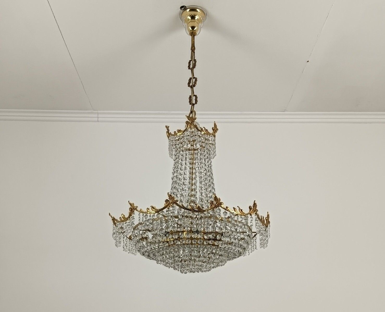 Stunning French Chandelier Bag Wedding Bronze Doré Crystal 9 Lights Ornate Vint photo 768.0