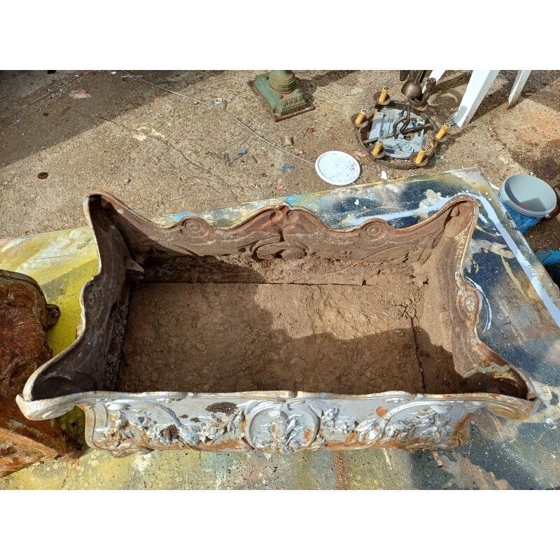 Pair Of Enamelled Cast Iron Planters From 1900 From Charleville Mézières photo for sale