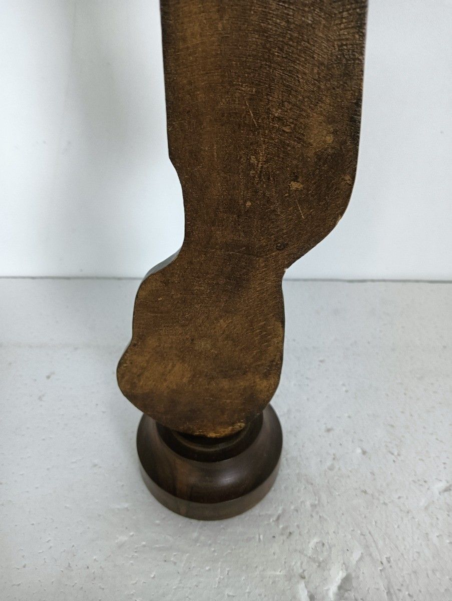 Wooden Statue Sculpture Vintage Carved Wood Virgin Mary Madonna With Infant Tend photo 81.0