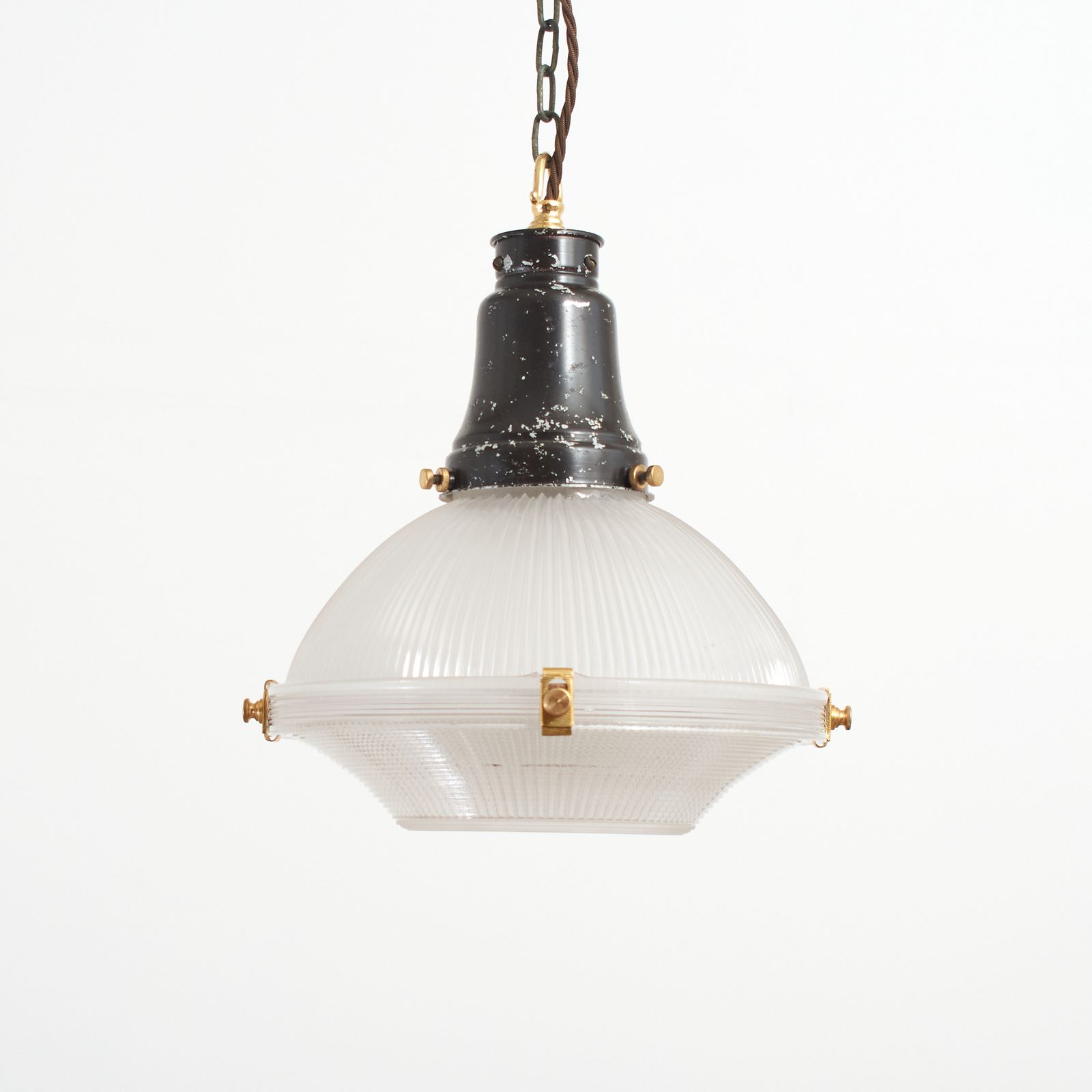 Antique Holophane 2 Part Reflector Pendant Light – C