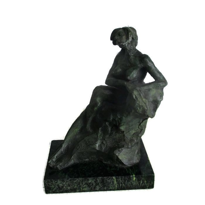 Bc Zheng Bronze Statue Sculpture Marble Base Nude Female Art Work Gorgeous 10.6"