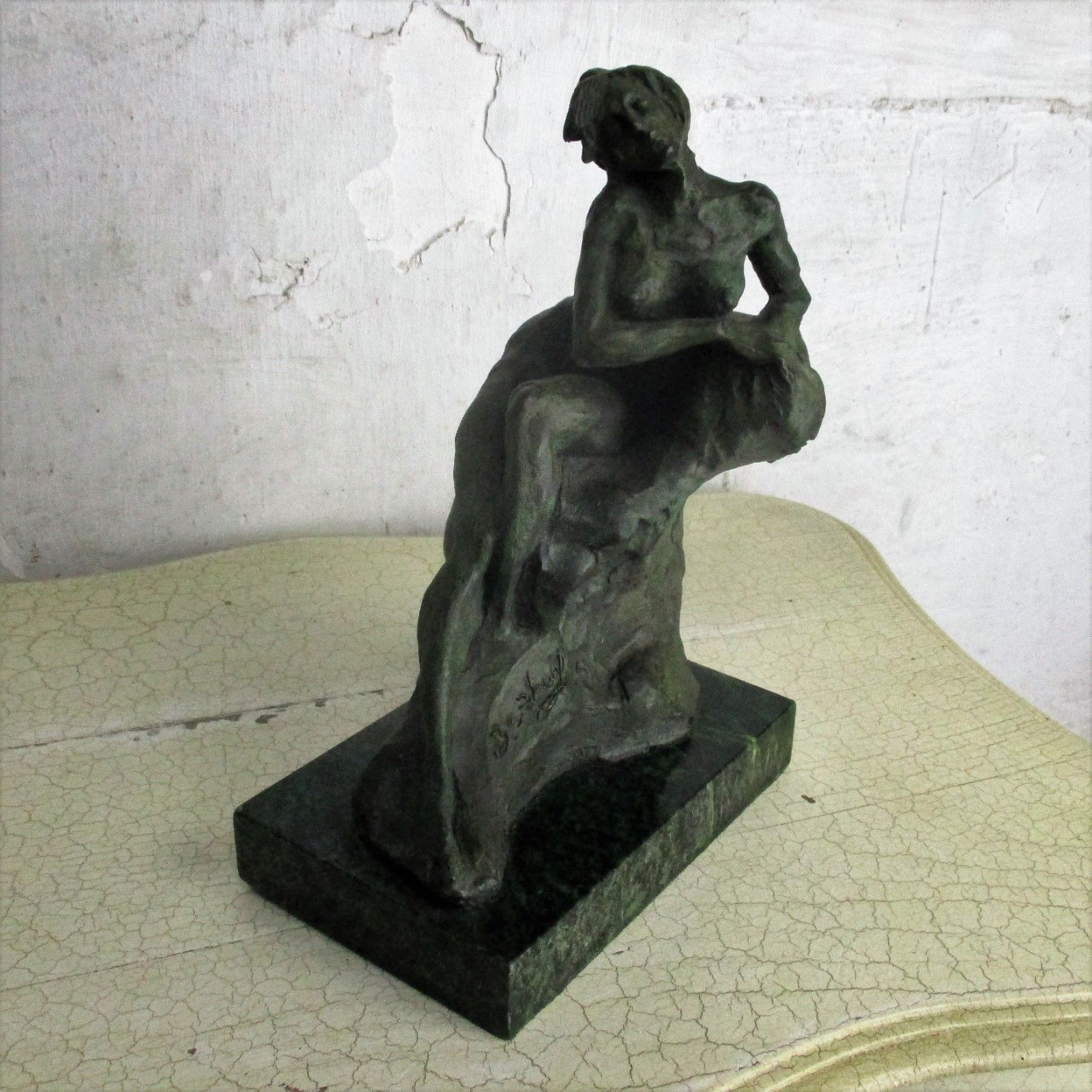 Bc Zheng Bronze Statue Sculpture Marble Base Nude Female Art Work Gorgeous 10.6" photo furniture