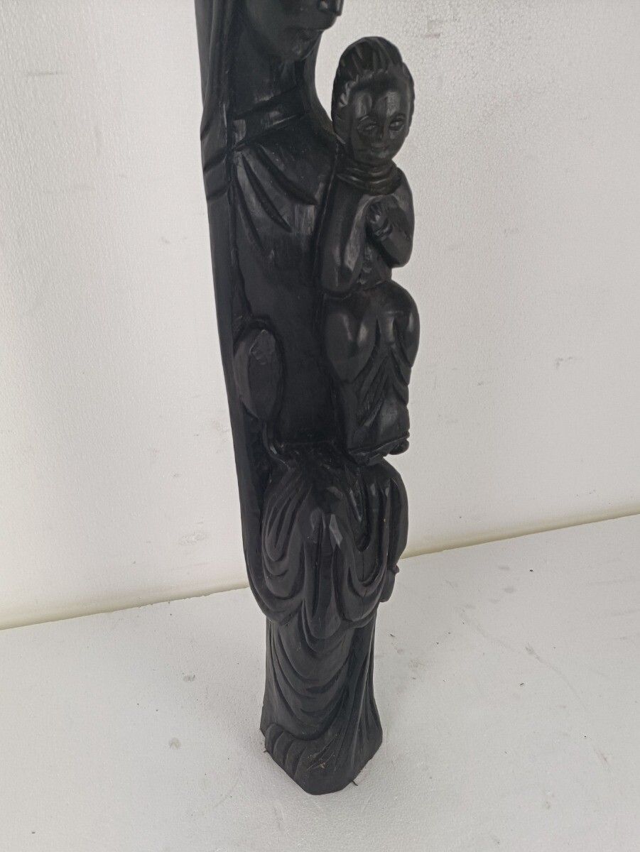 Xl Vintage Virgin Mary Madonna And Infant  Child Hand Carved Wood Statue Church photo for sale
