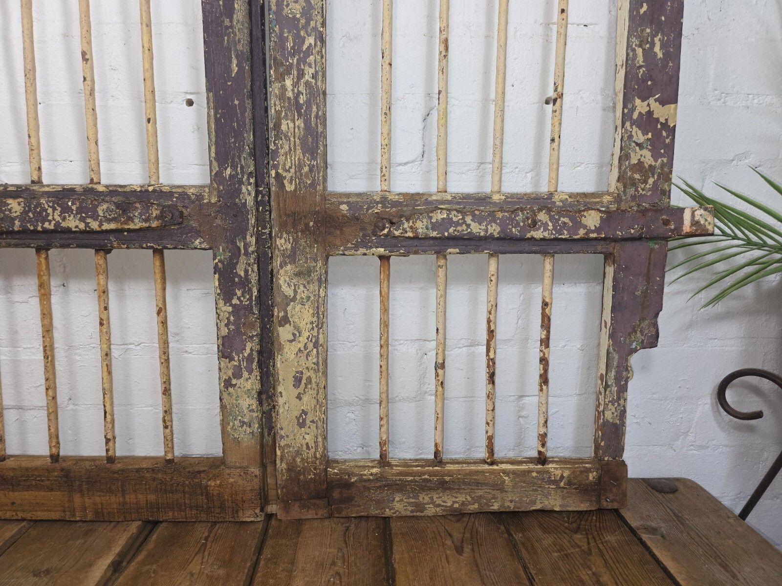 Old Pair Vintage Reclaimed Indian Wooden Iron Saloon Doors Shutters Garden Gates photo Home Fixtures