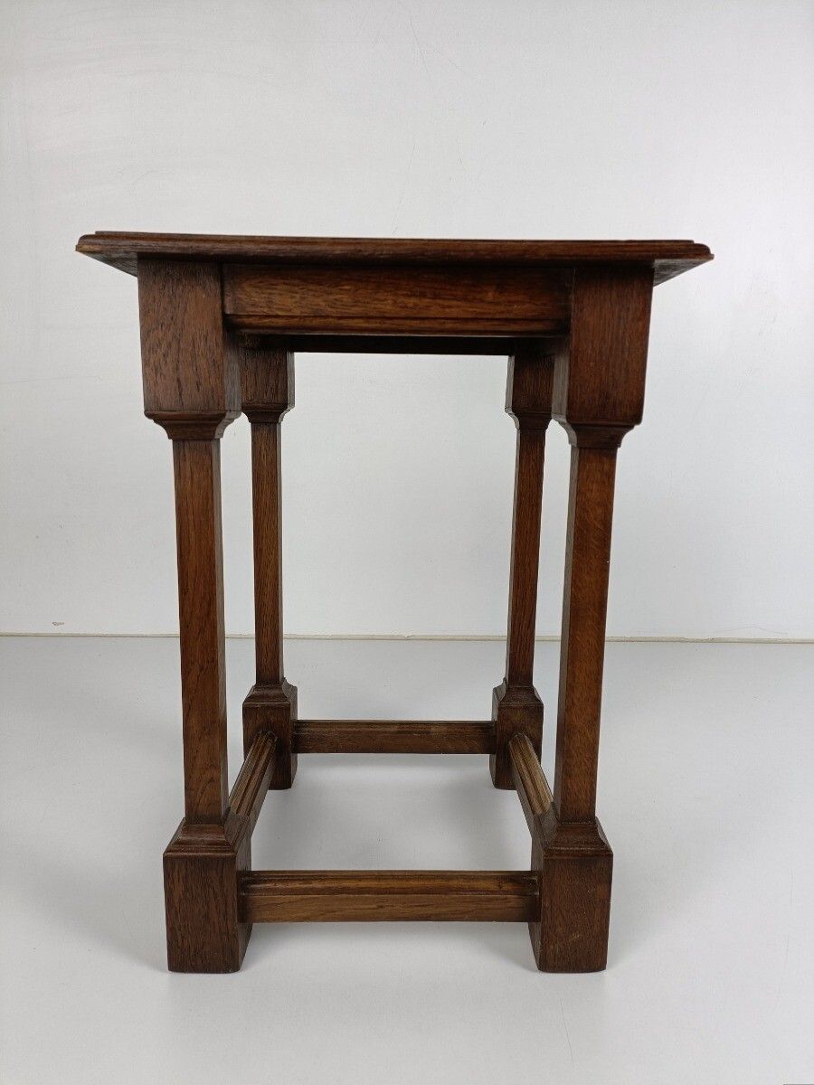Vintage Wooden Side Coffee Occasional Table Pedestal Plant Stand Barn Style photo for sale
