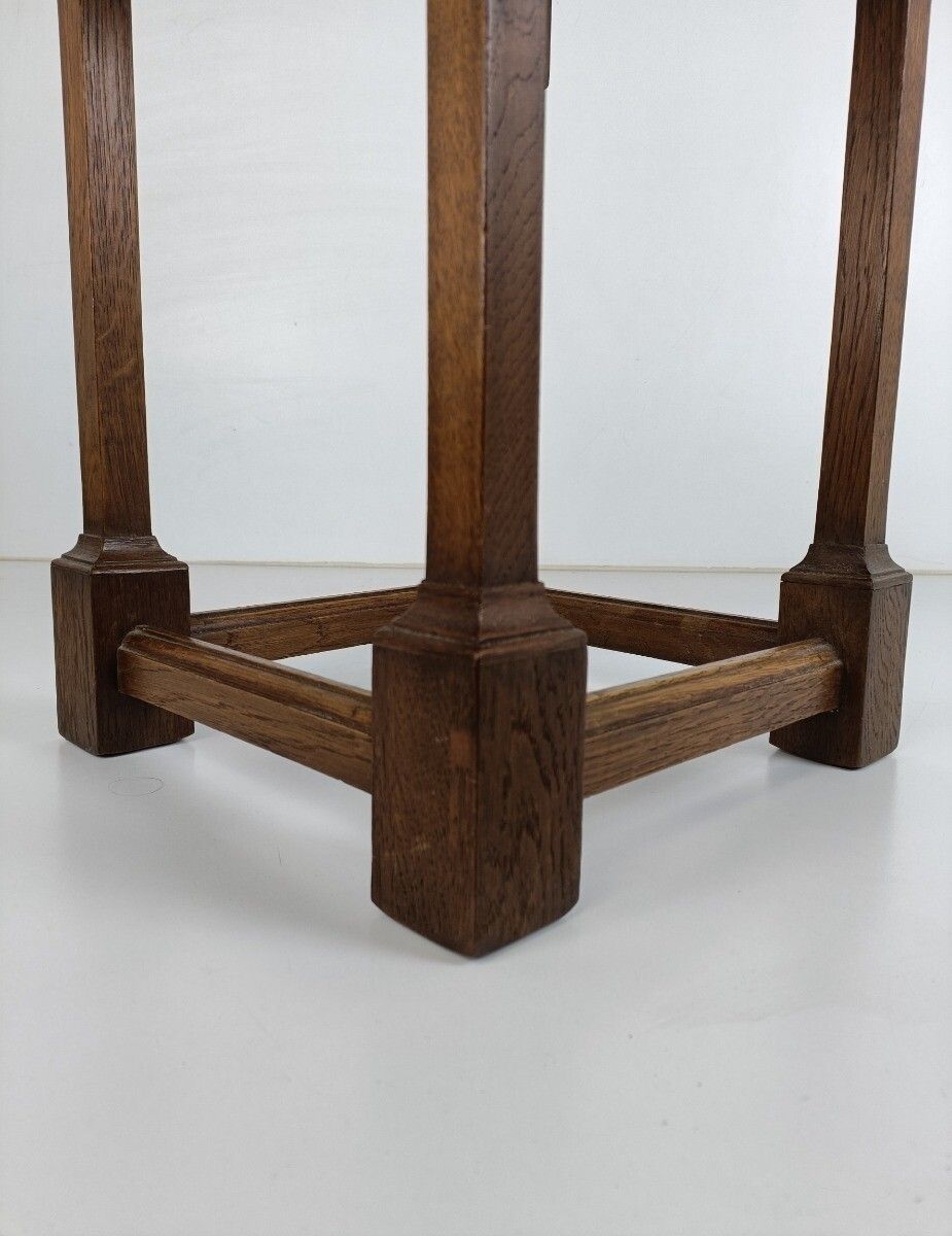 Vintage Wooden Side Coffee Occasional Table Pedestal Plant Stand Barn Style photo vinterior
