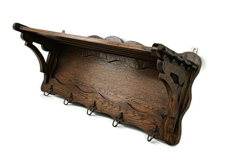 Antique Carved Wooden Wood Coat Hat Rack Kitchen Hallway Storage Beautiful