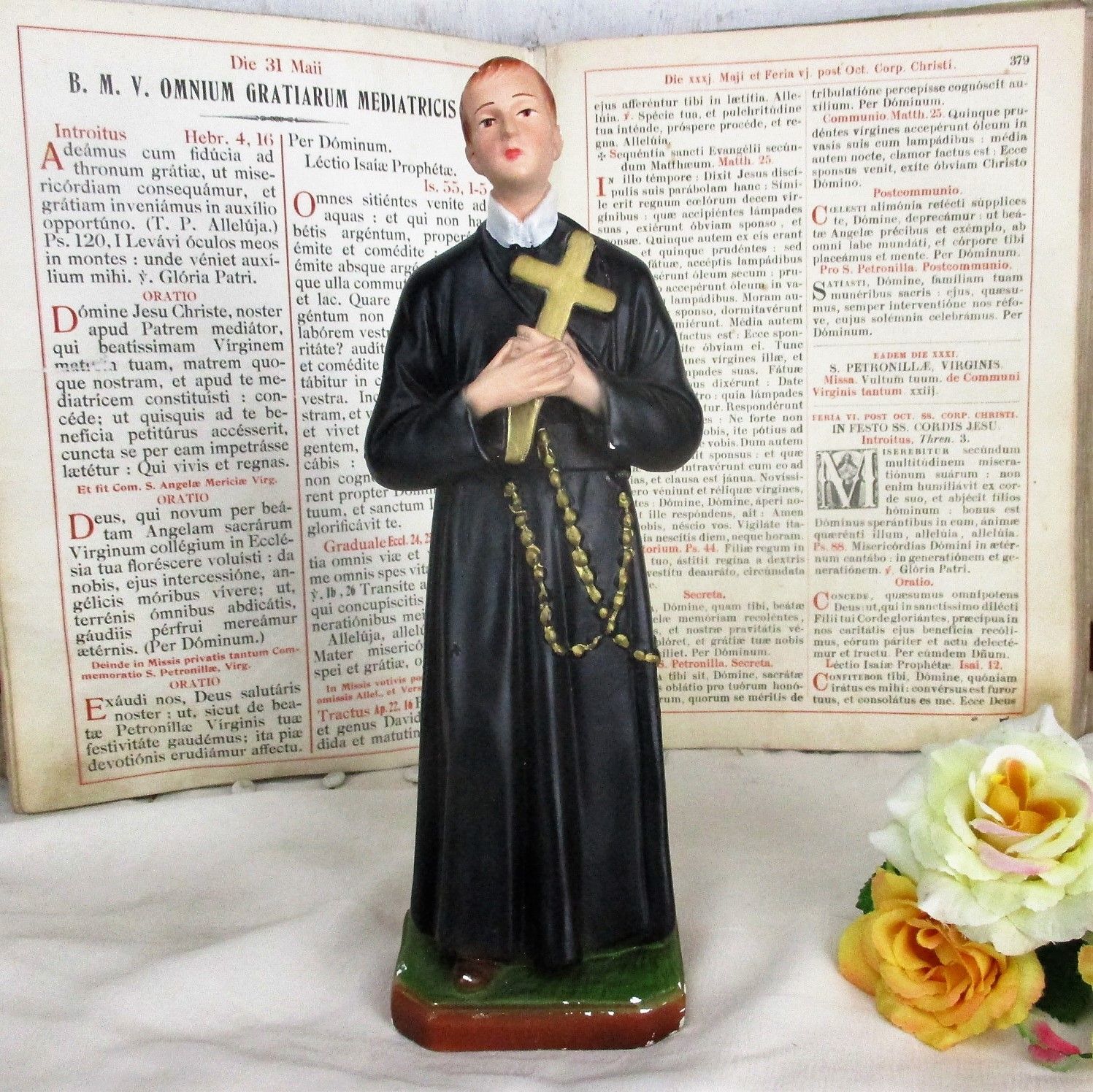 Antique Statue Saint Santo Gerard Santo Majella Plaster Priest Patron Good Sales photo furniture