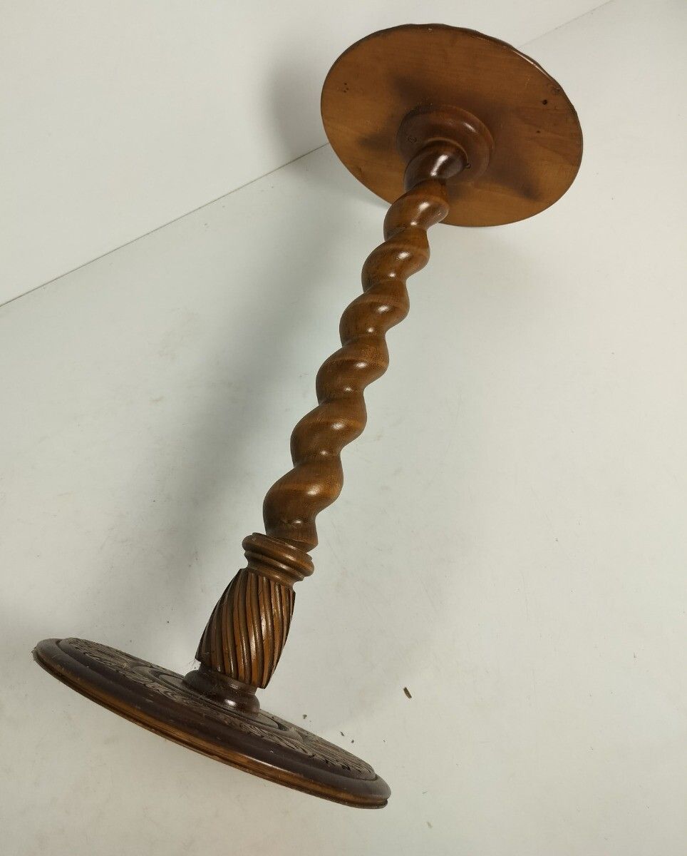 Ornate Hand Carved Wooden Barley Twist Pedestal Plant Stand Side Table Farmhouse photo Furniture