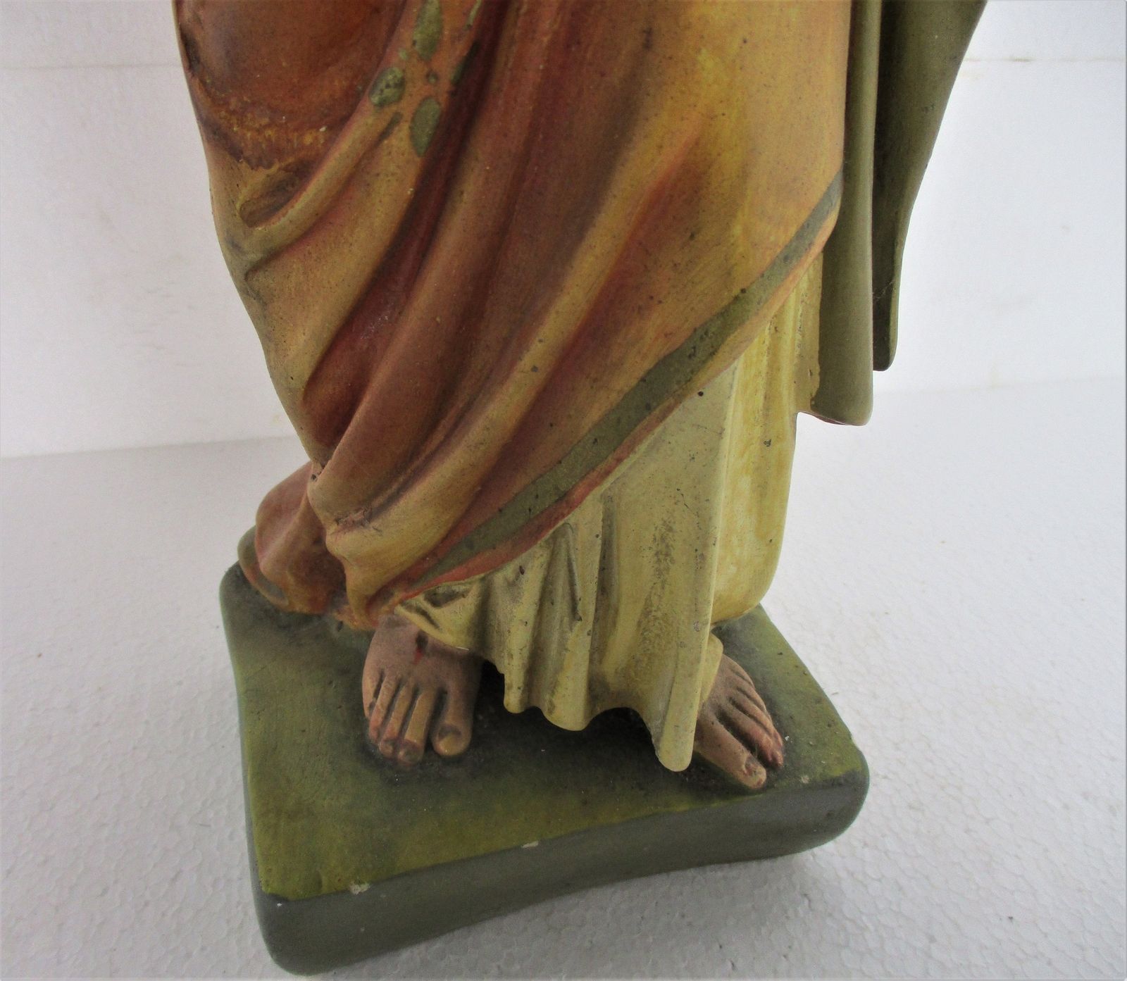 Antique Altar Statue Jesus Christ Savior Sacred Heart Neo Gothic 1900 Plaster Po photo 223.0