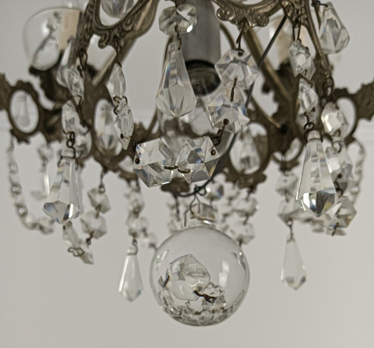 Brass Chandelier Ornate Vintage With Crystal Prisms Wedding Chandelier Hollywood photo Lighting