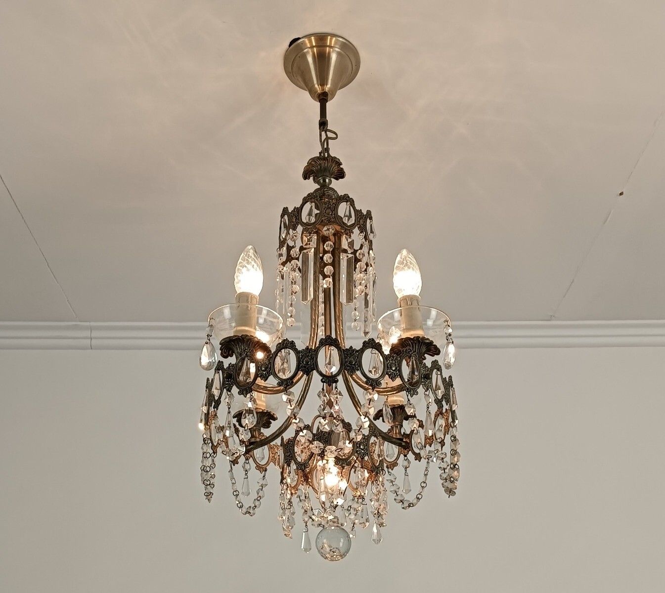 photo buy Brass Chandelier Ornate Vintage With Crystal Prisms Wedding Chandelier Hollywood