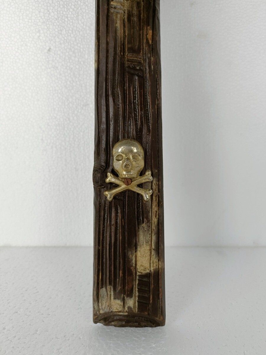 Large  Hand Carved Wood Hanging Crucifix Jesus Christ Cross Vintage  Spelter Cor photo 244.0