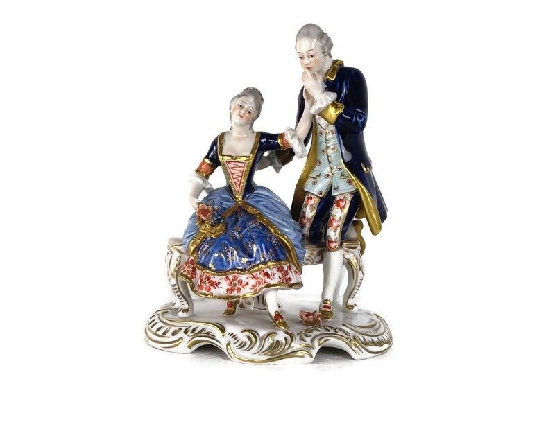 Figurine Statue Wolfstedt 19th Century Courting Couple  Exquisite  Marked Delica