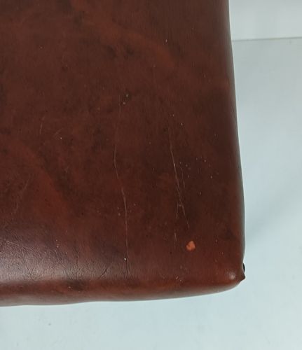 Footstool Ottoman Foot Rest Wooden Legs Fabric Faux Leather Vintage Retro Funky photo for sale