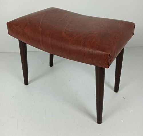 Footstool Ottoman Foot Rest Wooden Legs Fabric Faux Leather Vintage Retro Funky photo vintage