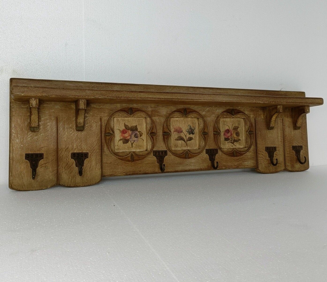 Xl Coat Rack Hat Rack Kitchen Rack, Hand Carved Wood, Ornate,  Hand Painted,  Ha photo Furniture