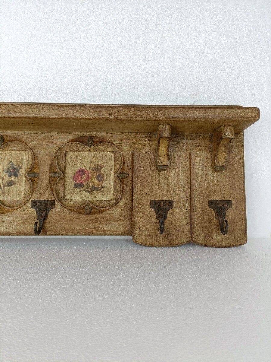 Xl Coat Rack Hat Rack Kitchen Rack, Hand Carved Wood, Ornate,  Hand Painted,  Ha photo vintage