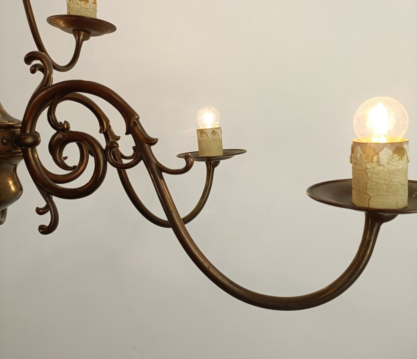 Extremely Rare Dutch Flemish Chandelier Bronze 9 Lights Barn Farmhouse Style Vin photo vintage