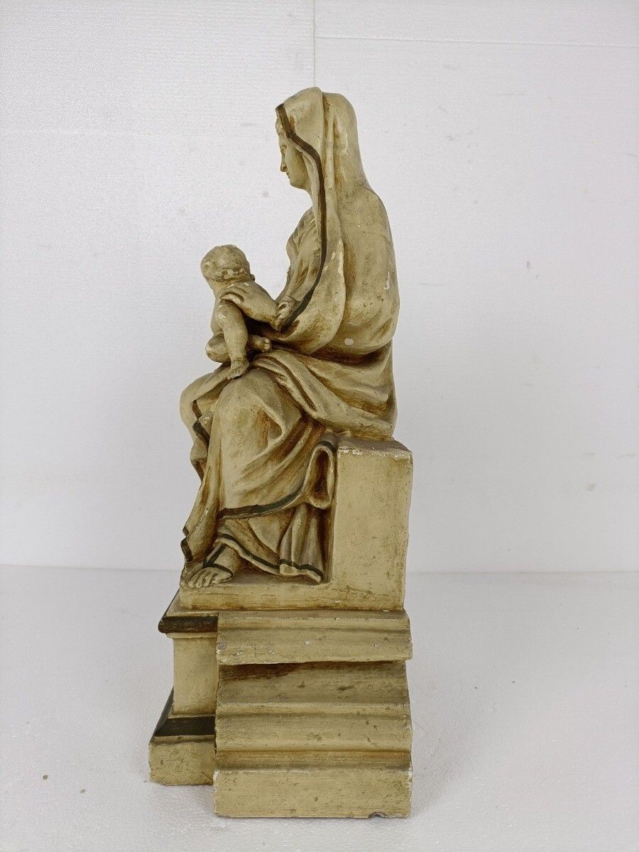 Statue Sitting Our Lady Virgin Mary Infant Sedes Sapientiae Plaster Gorgeous photo 485.0