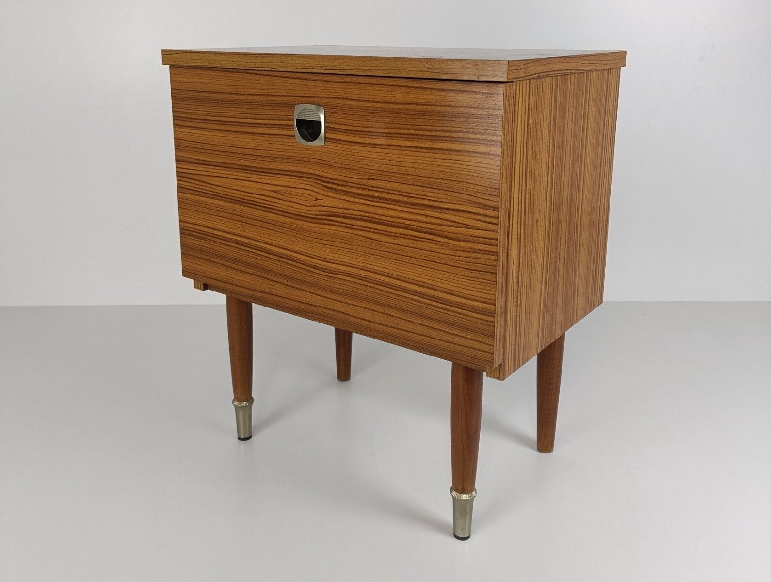 Wooden Wood  Nightstand End Table Bedroom Cabinet Vintage Modernist Retro photo for sale