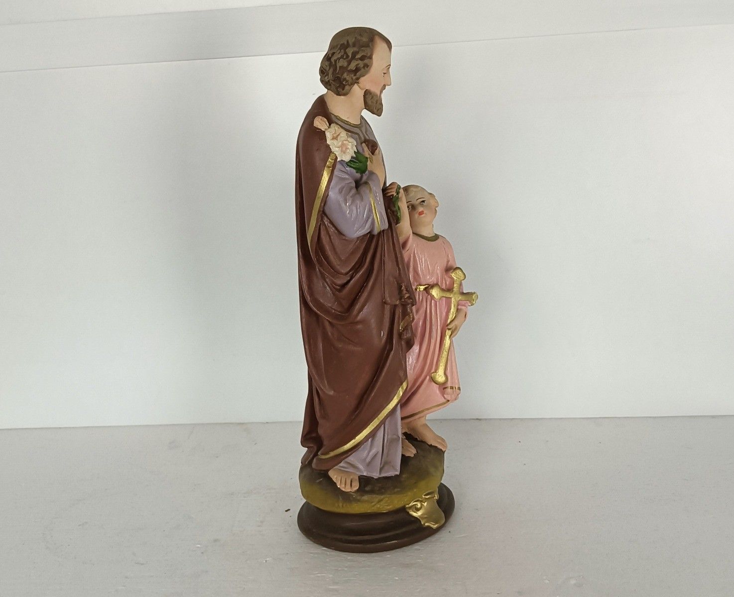 Statue Saint Joseph Protector Of Homes Infant Jesus Statue Neo Gothic Antique Po photo 162.0