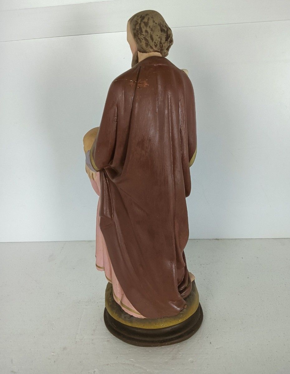 Statue Saint Joseph Protector Of Homes Infant Jesus Statue Neo Gothic Antique Po photo vintage