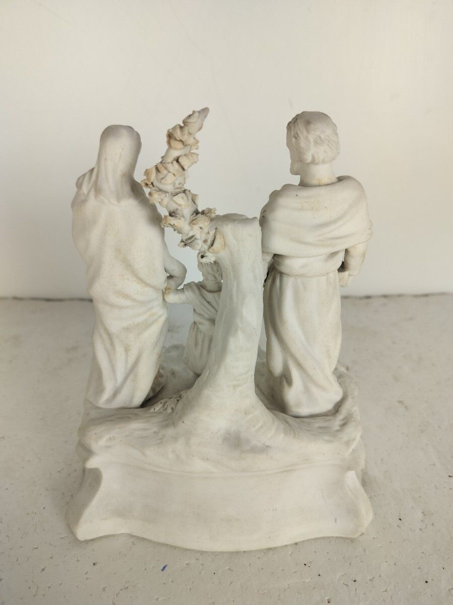 Beautiful Antique Bisque Porcelain Statue Holy Family Virgin Mary Saint Joseph I photo vinterior